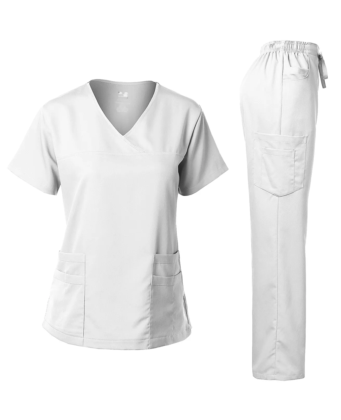 Natural Stretch Women's Contrast Y-Neck Scrub Sets [NS2104]