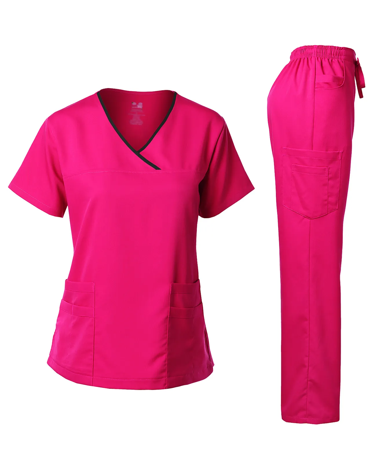 Natural Stretch Women's Contrast Y-Neck Scrub Sets [NS2104]