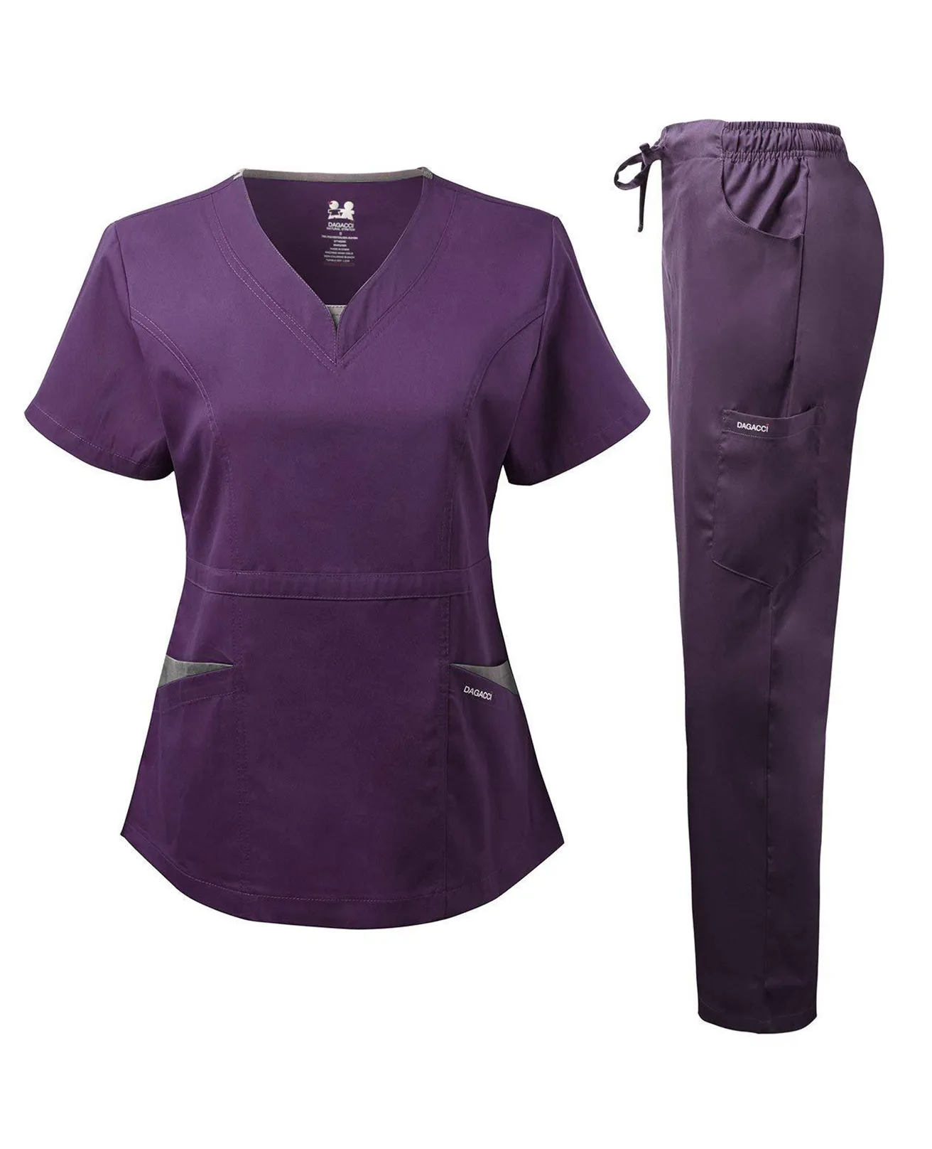 Natural Stretch Women's V-Neck Contrast Pocket Scrub Sets [NS2251]