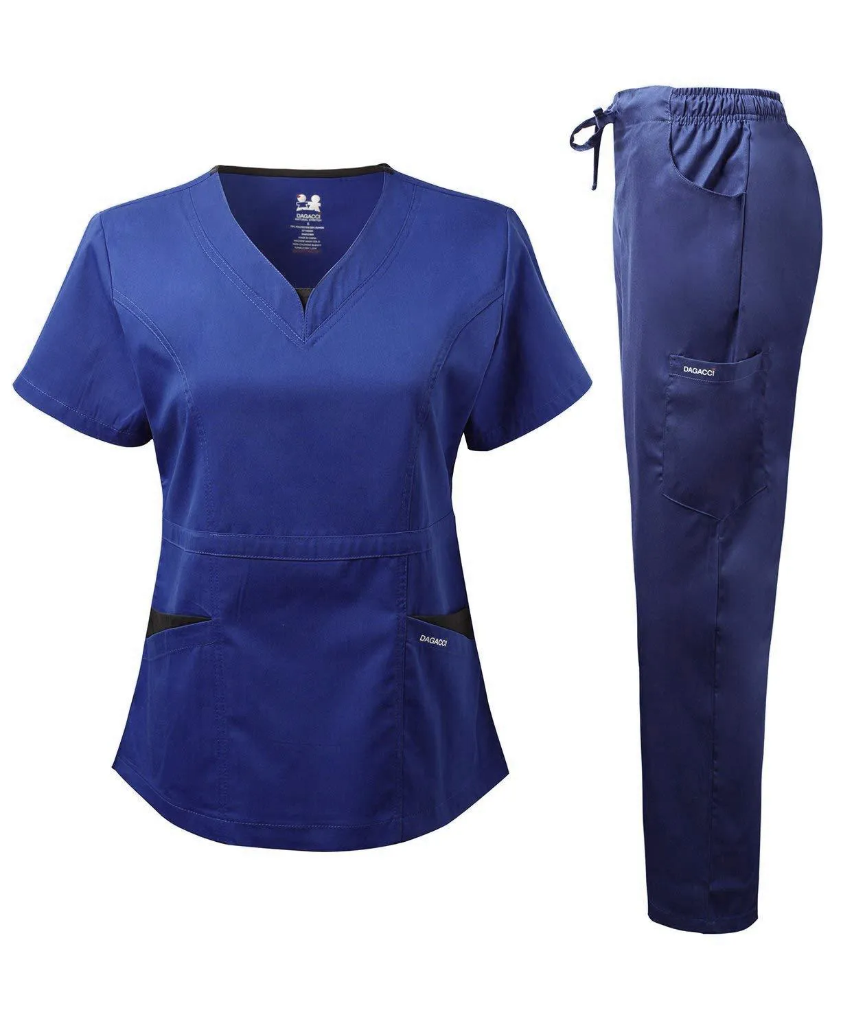 Natural Stretch Women's V-Neck Contrast Pocket Scrub Sets [NS2251]