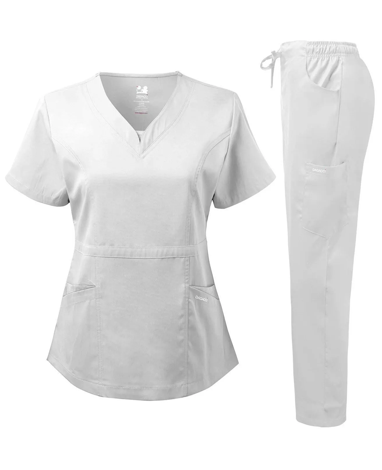 Natural Stretch Women's V-Neck Contrast Pocket Scrub Sets [NS2251]