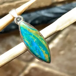 Natural Stunning Picture Blue Peruvian Opal 925 Sterling Silver Pendant 35mm