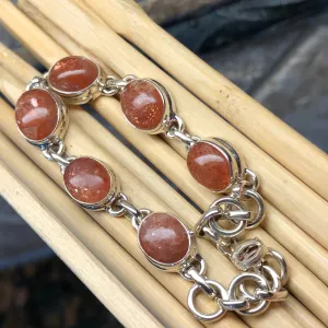Natural Sunstone 925 Solid Sterling Silver Bracelets 7"