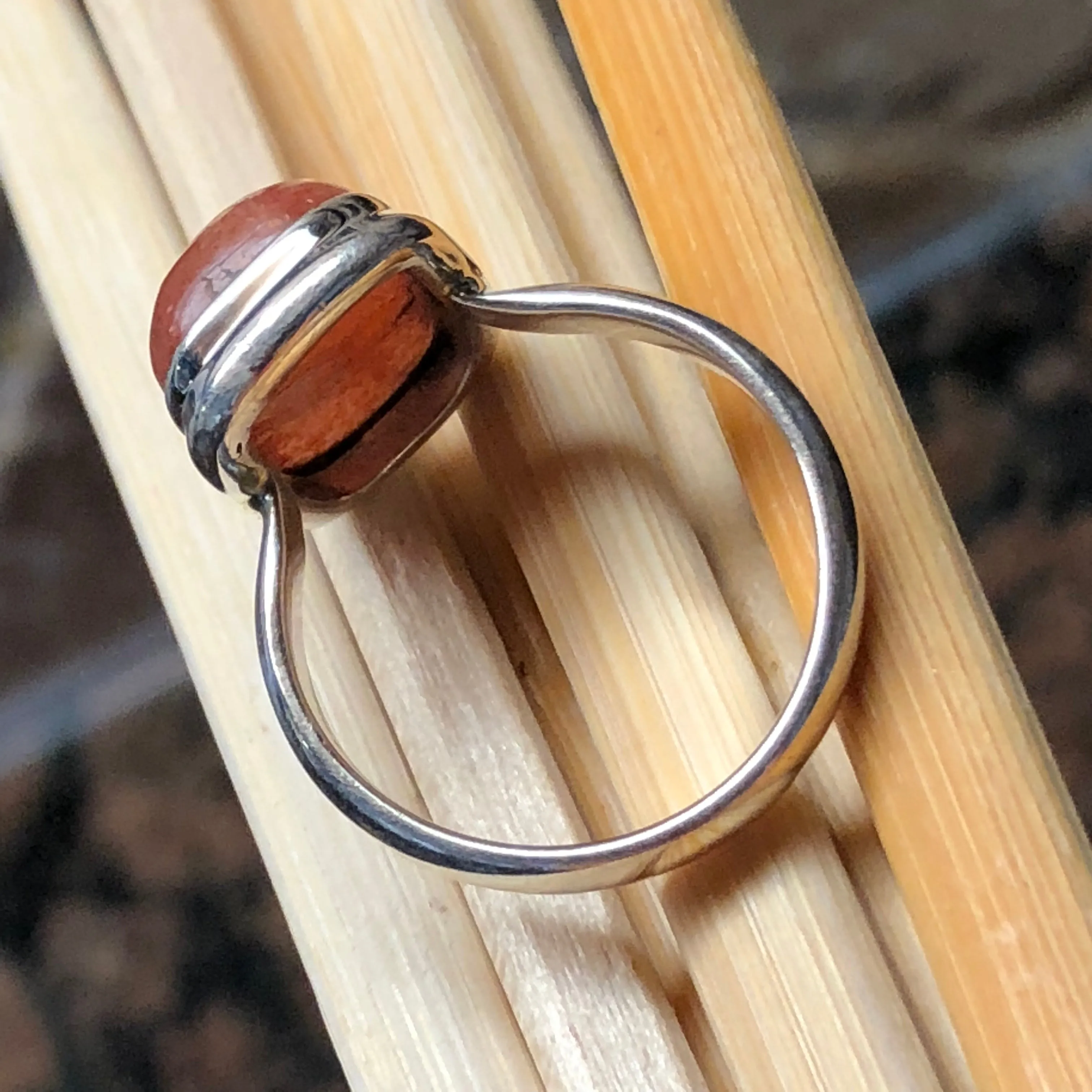 Natural Sunstone 925 Solid Sterling Silver Sparkling Ring Size 8.5