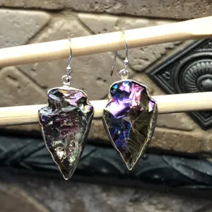 Natural Titanium Quartz 925 Solid Sterling Silver Earrings 40mm
