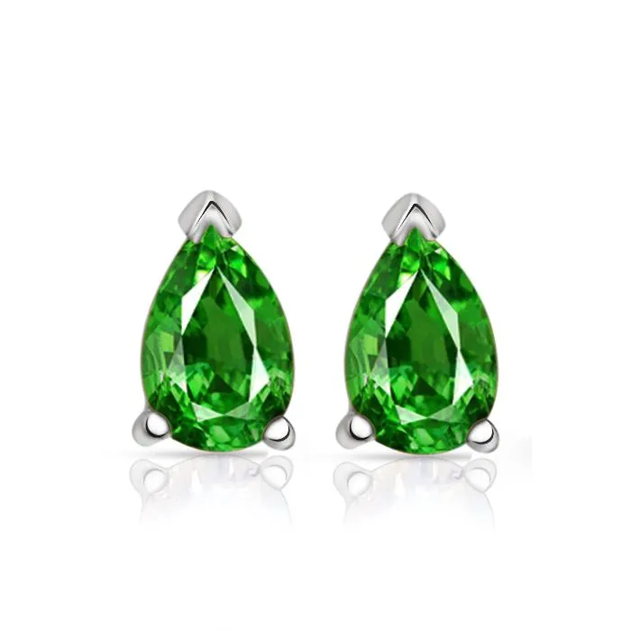 Natural Tsavorite Garnet 925 Solid Sterling Silver Earrings 7mm