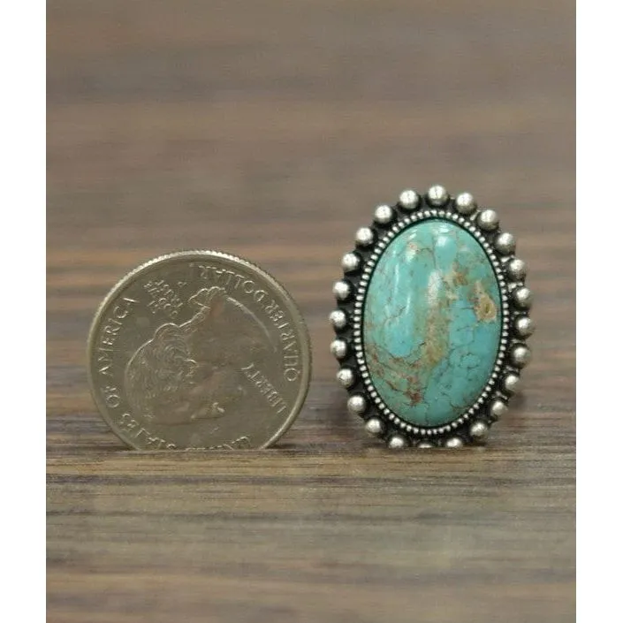 Natural turquoise adjustable ring