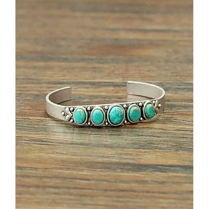 Natural turquoise "C" cuff bracelet