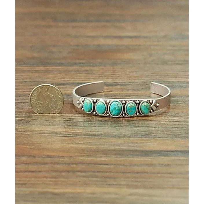 Natural turquoise "C" cuff bracelet