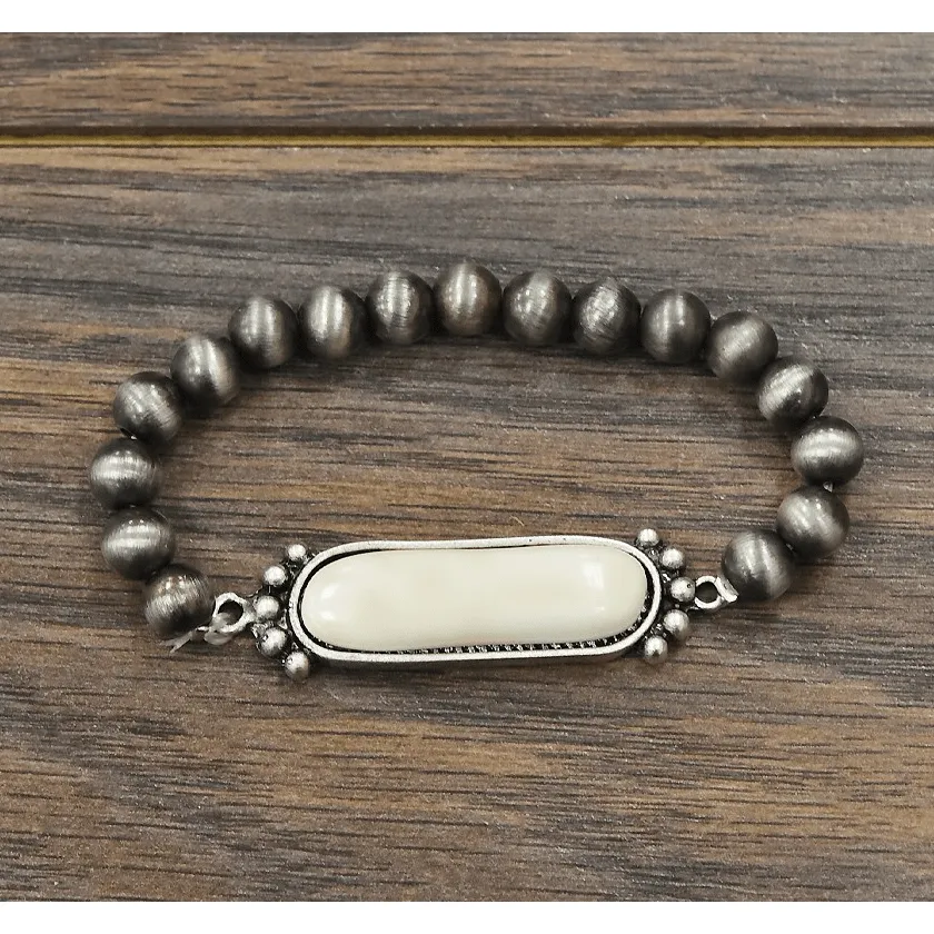 Natural White Turquoise Stretch Bracelet