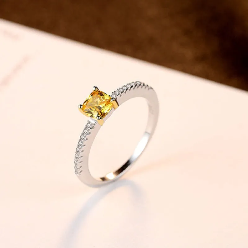 Natural Yellow Crystal Women's Ring