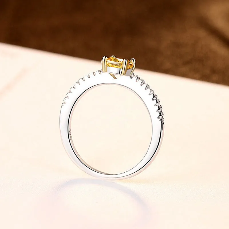 Natural Yellow Crystal Women's Ring