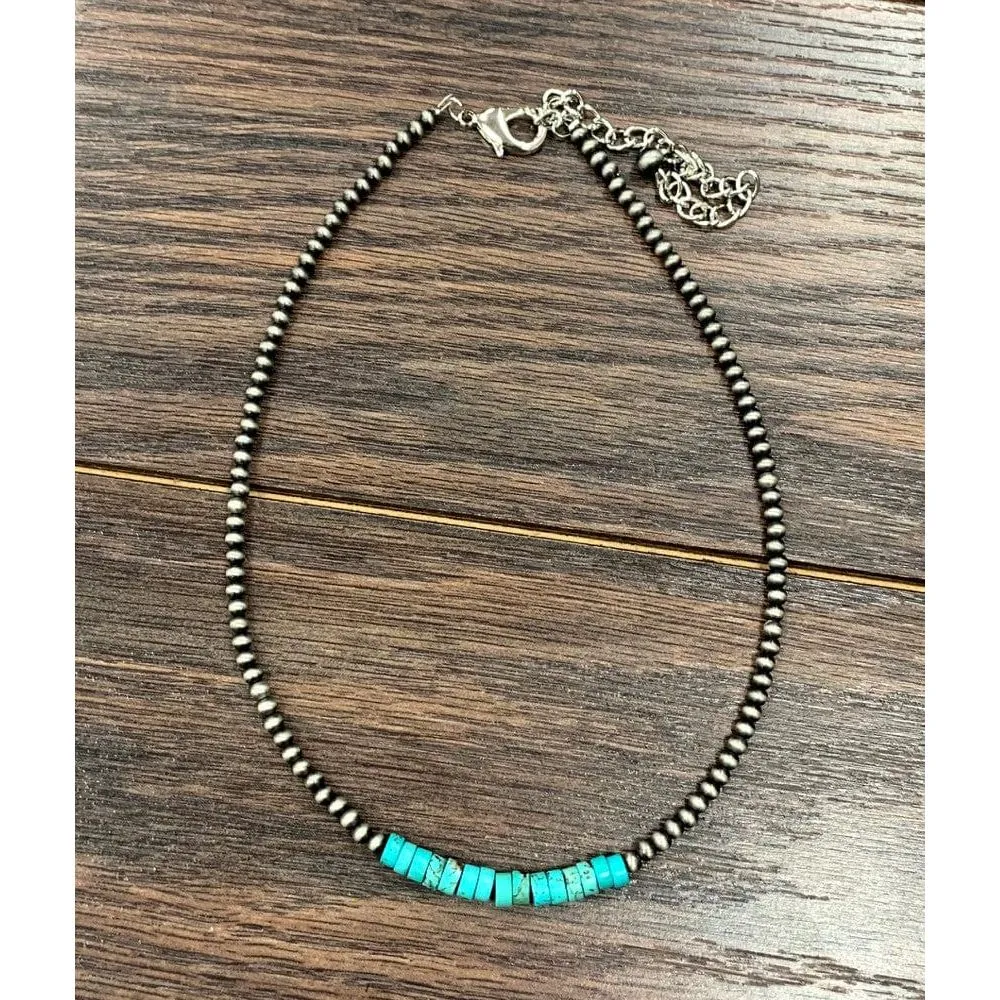 Navajo Pearl and Heishi Turquoise Necklace