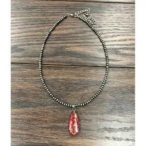 Navajo pearl necklace, natural gemstone pendant