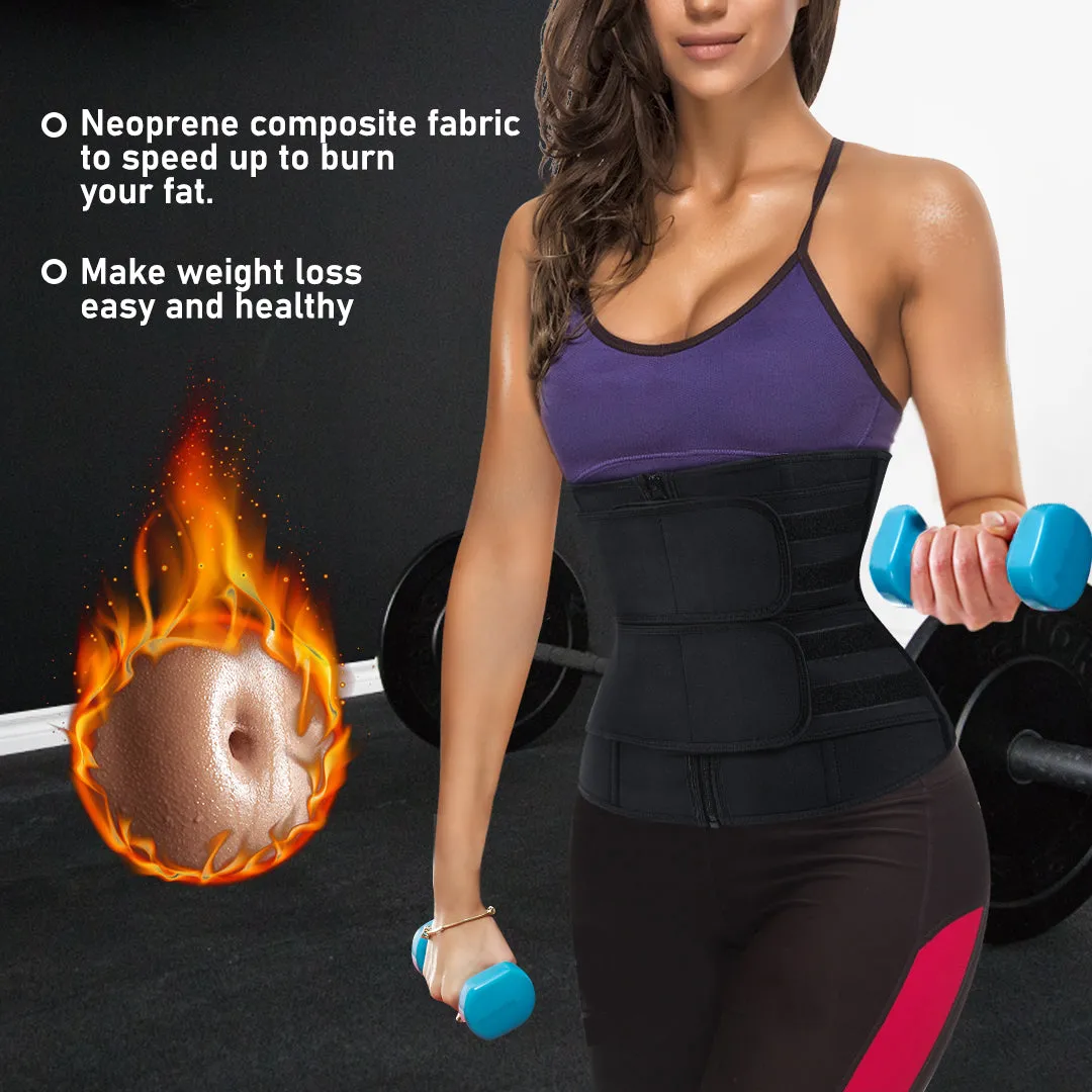 Neoprene Waist Trainer with 2 Brands Prevent Roll Up & Down