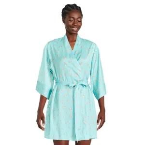 New George Women's Satin Robe, Turquoise, Sz L/XL