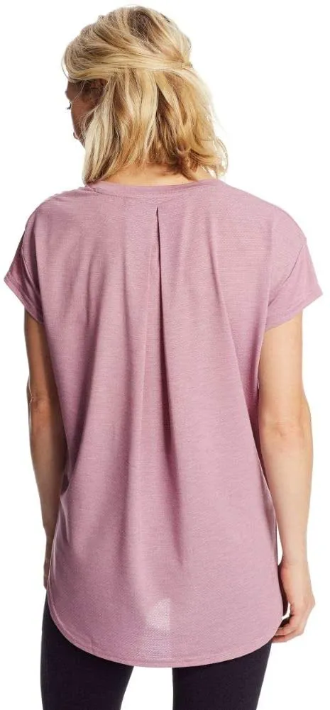 New Great Quality Loose Fit C9 Champion Women's Active Tee with slightly longer back hem  in Mauve Mist, Sz L