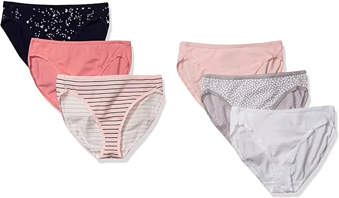 New in package! Amazon Essentials Women's Cotton Stretch Bikini Panty, 6-Pack, Assorted colours, Sz M
