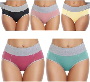 New in package! wirarpa Women's Cotton Underwear High Waist Briefs Ladies Soft Comfortable Panties 5 Pack, Sz M!