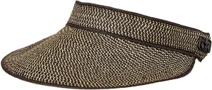 New Nordstrom Calvin Klein Women's Straw Sun Hat Visor with large metal logo on side! One Size! Black/Natural!