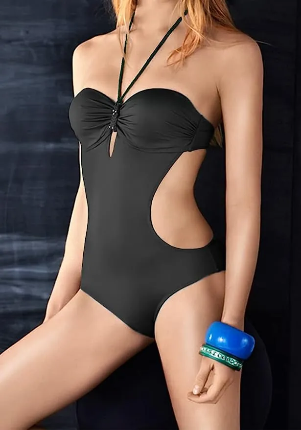 NEW Rayson Women's One Piece Swimsuit, Sz S! Tummy Control Swimwear Push Up Monokini Low Waist Bathing Suit Bandeau Beach