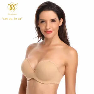 New with tags! WingsLove Women's Strapless Multiway Wear Full Figure Underwire Push Up Contour Bra Red Carpet Prom Night Plus Size Bra, Sz 42H!