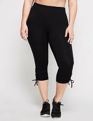 New with tags! Women's Plus Size Athletic Works Signature Stretch Active Capri Legging With Ruched Hem, Black, Sz 3X!