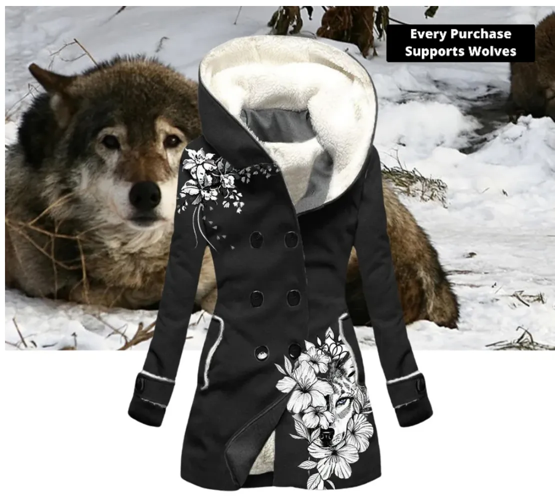 New Women's Wolf Mission Sherpa Lined Hooded button up Coat Black! Fits S/M! Retails $120US 