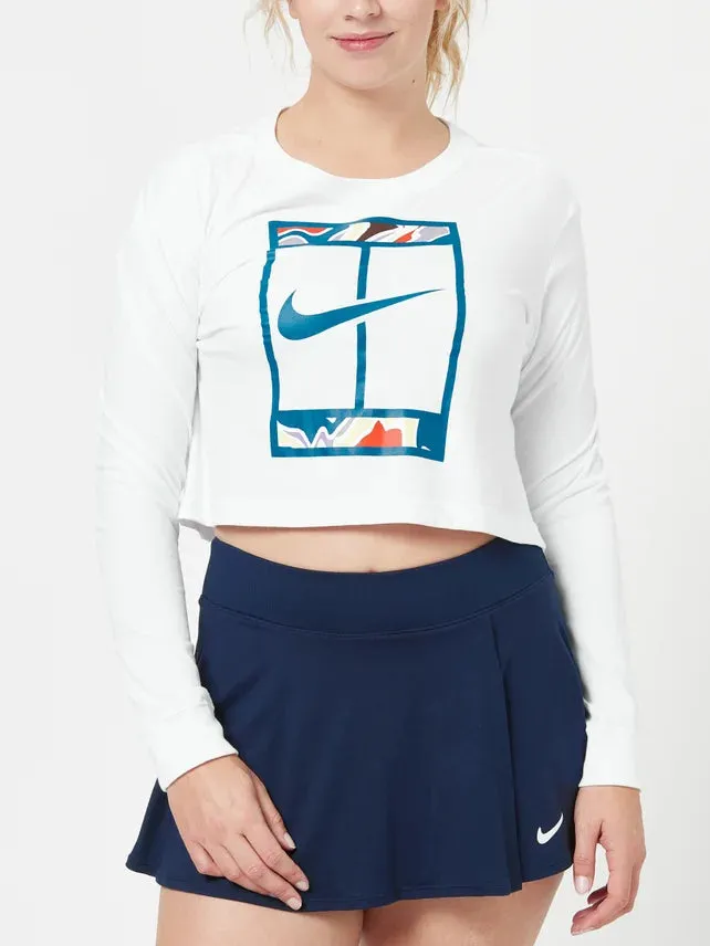 Nike Women's Spring Slam Crop Long Sleeve (Green or White color) - 2023 NEW ARRIVAL