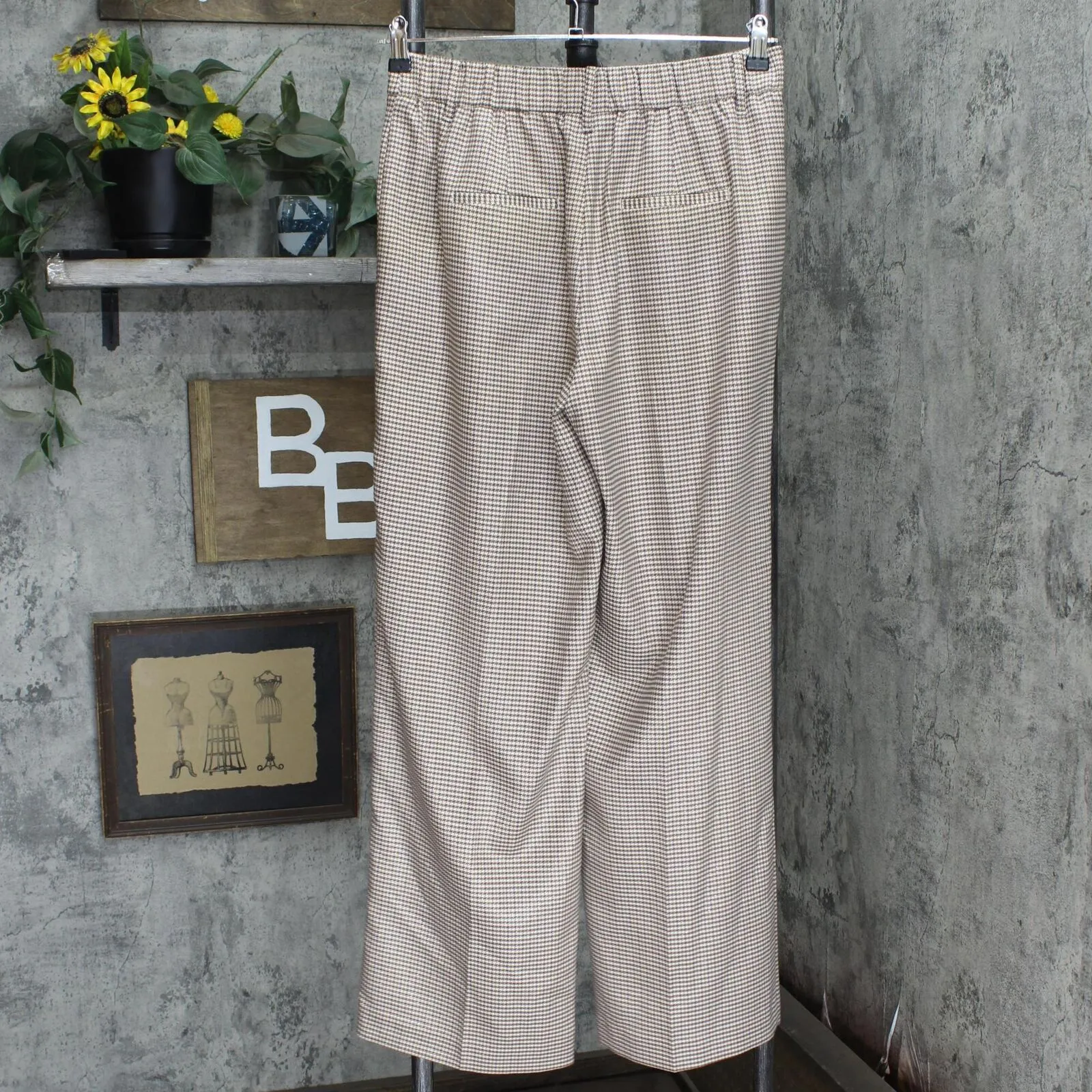 Nine West Womens High Rise Wide Leg Trouser WW33X402RN1 Natural Brown M