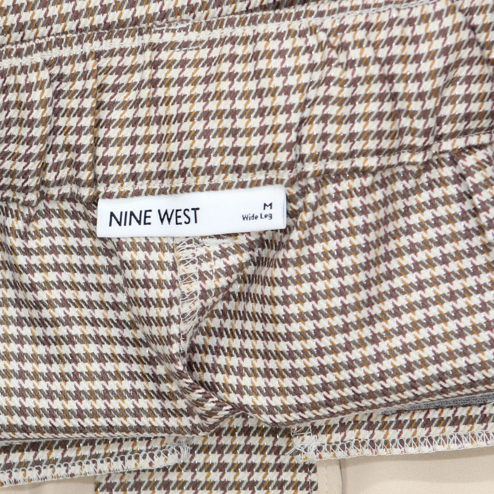 Nine West Womens High Rise Wide Leg Trouser WW33X402RN1 Natural Brown M
