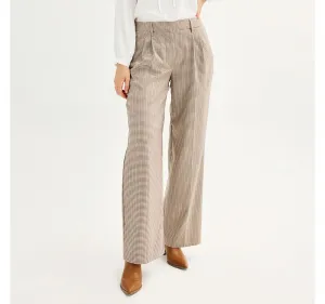 Nine West Womens High Rise Wide Leg Trouser WW33X402RN1 Natural Brown M