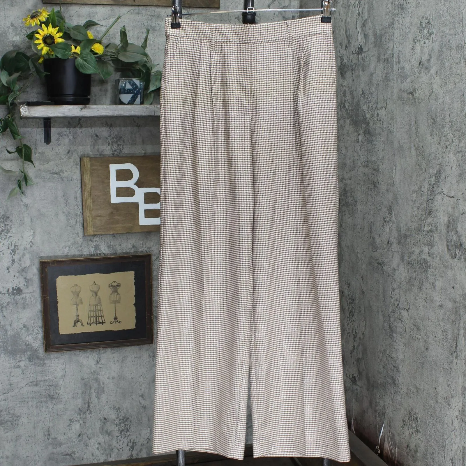 Nine West Womens High Rise Wide Leg Trouser WW33X402RN1 Natural Brown M