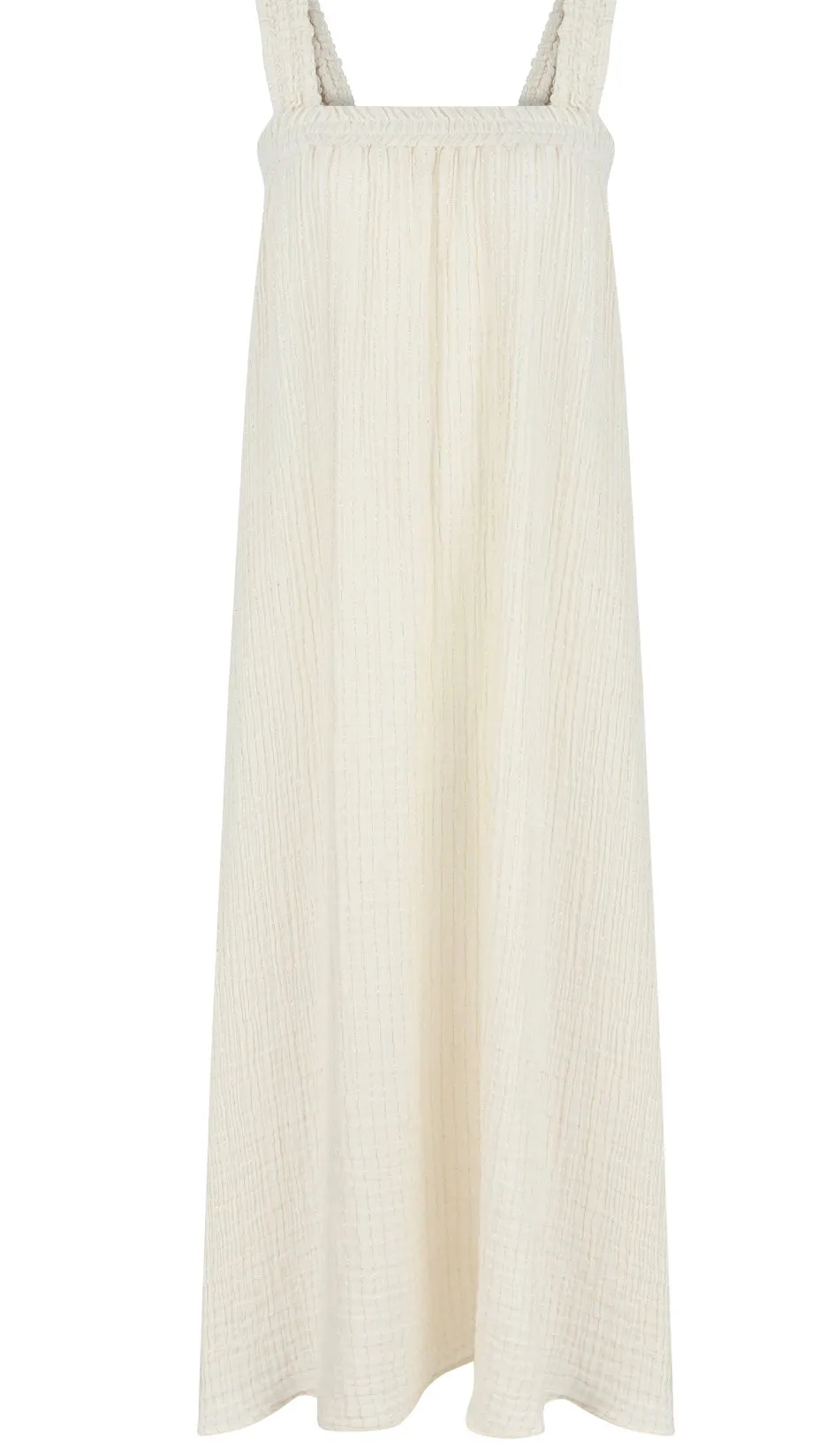 Noa Maxi Dress Natural with Gold Pinstripe