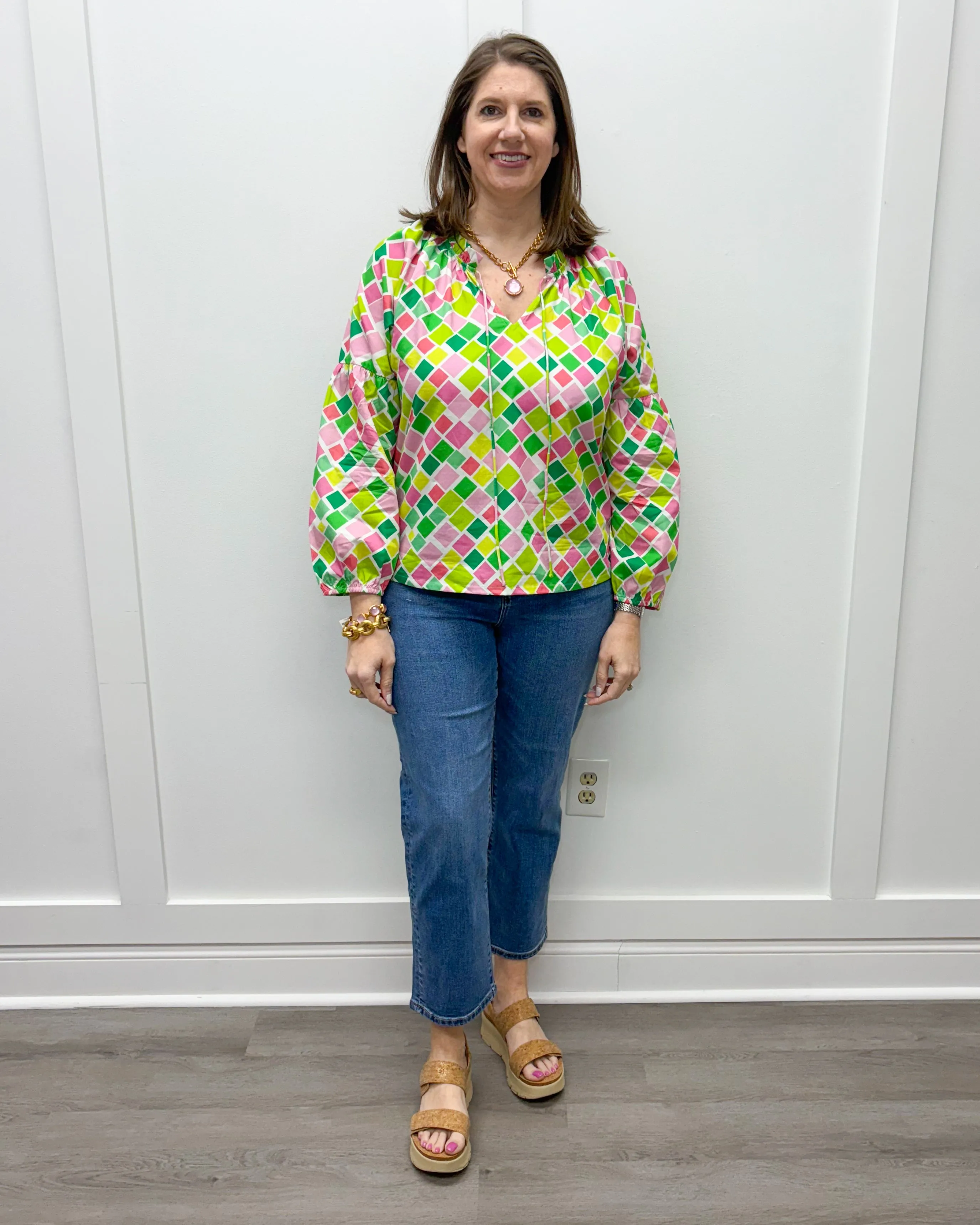Nora Top - Pink Mosaic