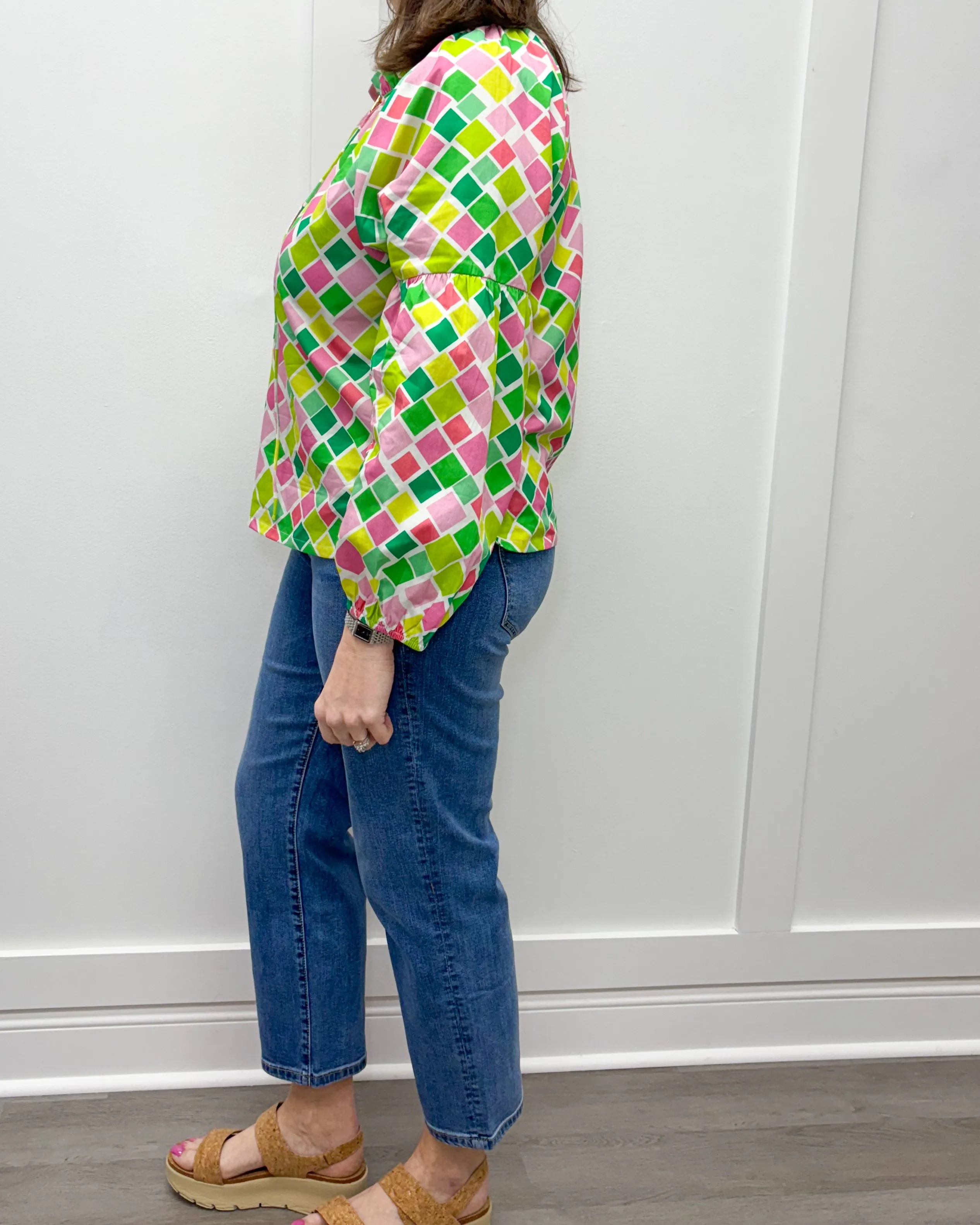 Nora Top - Pink Mosaic