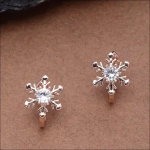 Nuray Rose Gold Snowflake Earclips