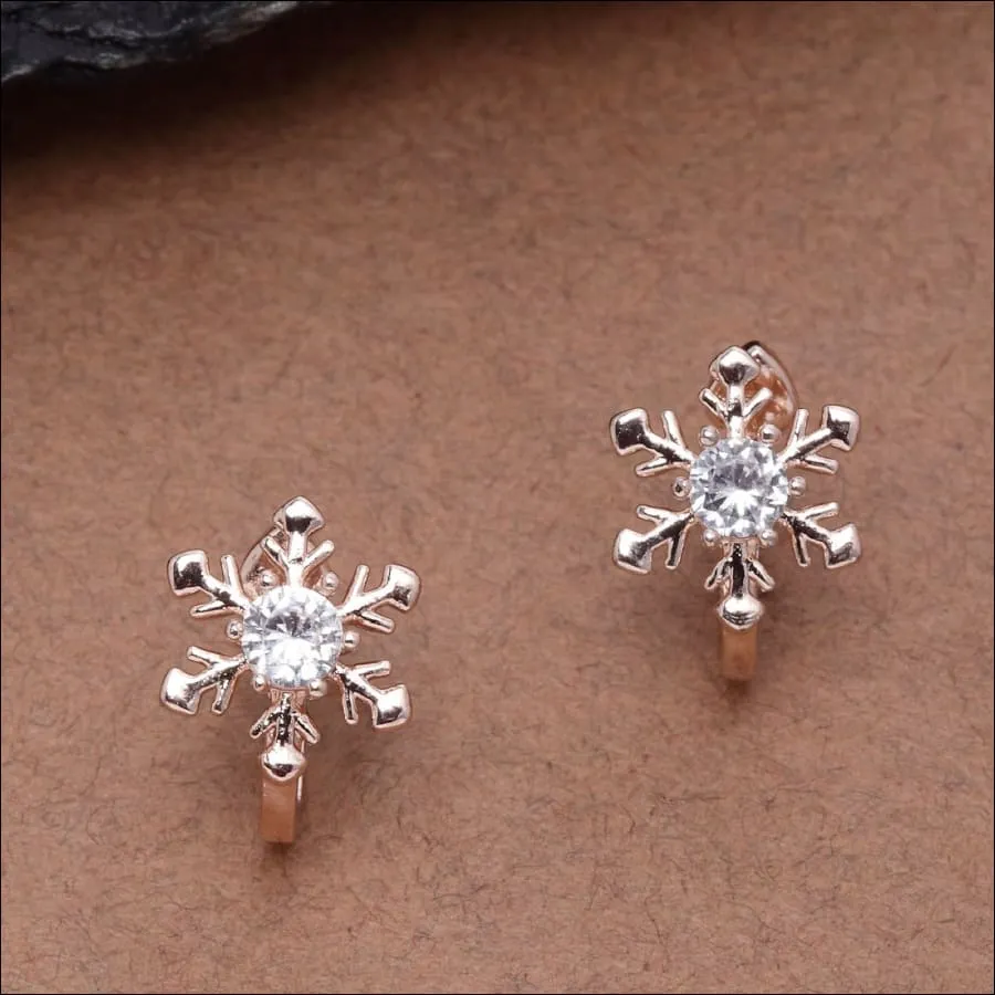 Nuray Rose Gold Snowflake Earclips