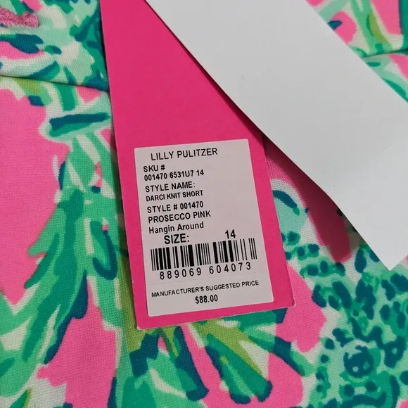 NWT! Lilly Pulitzer Darci Knit Shorts  Prosecco Pink Hangin Around Size 14
