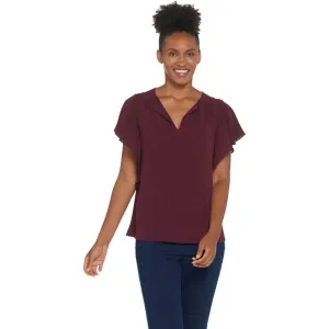 NWT Vince Camuto Women's Flutter Sleeve Soft Texture V Neck Blouse XL