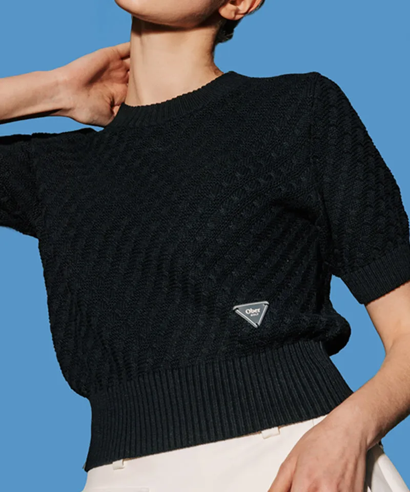 OBER Golf Textured Cotton Knit - Black