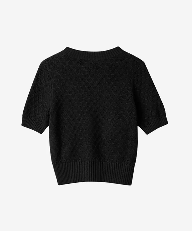 OBER Golf Textured Cotton Knit - Black
