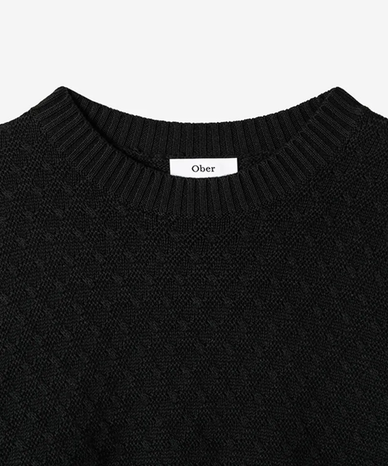 OBER Golf Textured Cotton Knit - Black