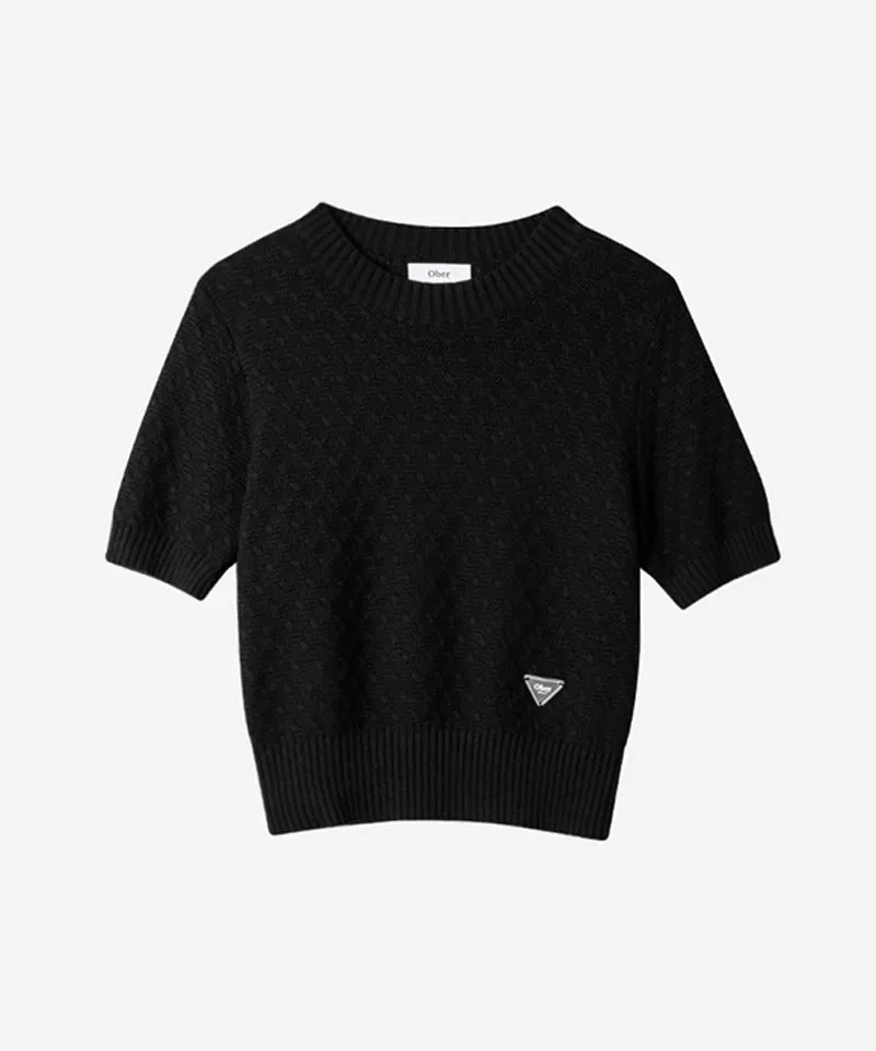 OBER Golf Textured Cotton Knit - Black