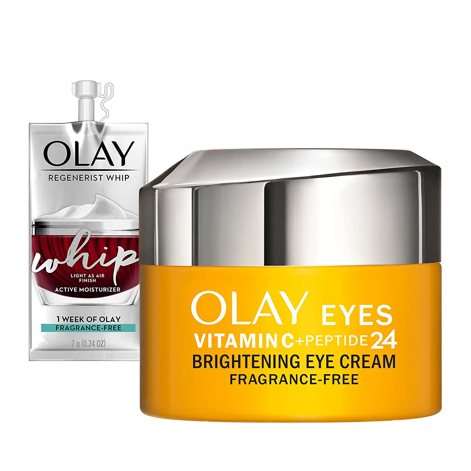 Olay Vitamin C   Peptide 24 Brightening Eye Cream, Fragrance-Free, Whip Face Moisturizer Travel/Trial Size Gift Set