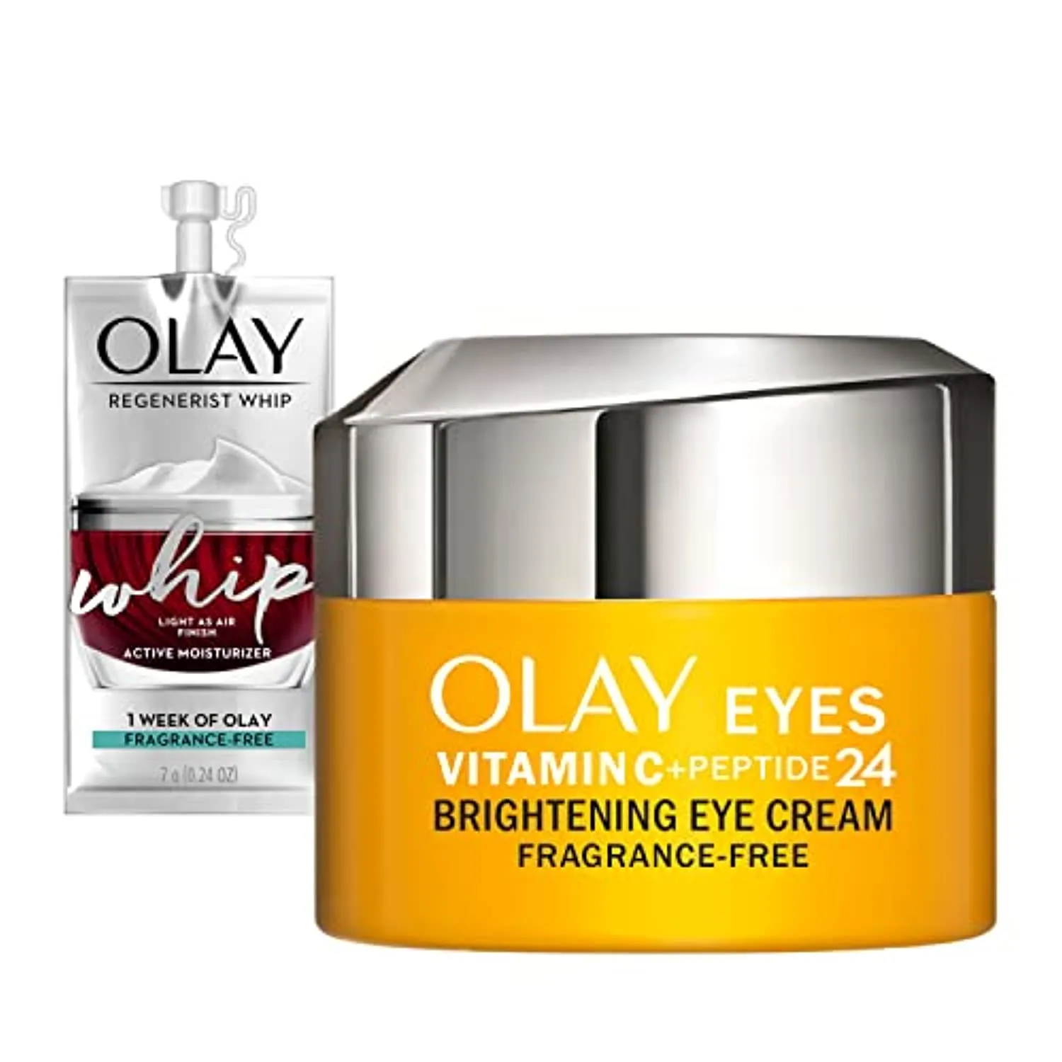 Olay Vitamin C   Peptide 24 Brightening Eye Cream, Fragrance-Free, Whip Face Moisturizer Travel/Trial Size Gift Set