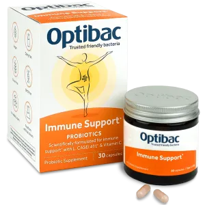 Optibac Probiotics Immune Support - Vegan Probiotic Supplement with Vitamin C to Maintain Immunity and 5 Billion Bacterial Cultures - 30 Capsules