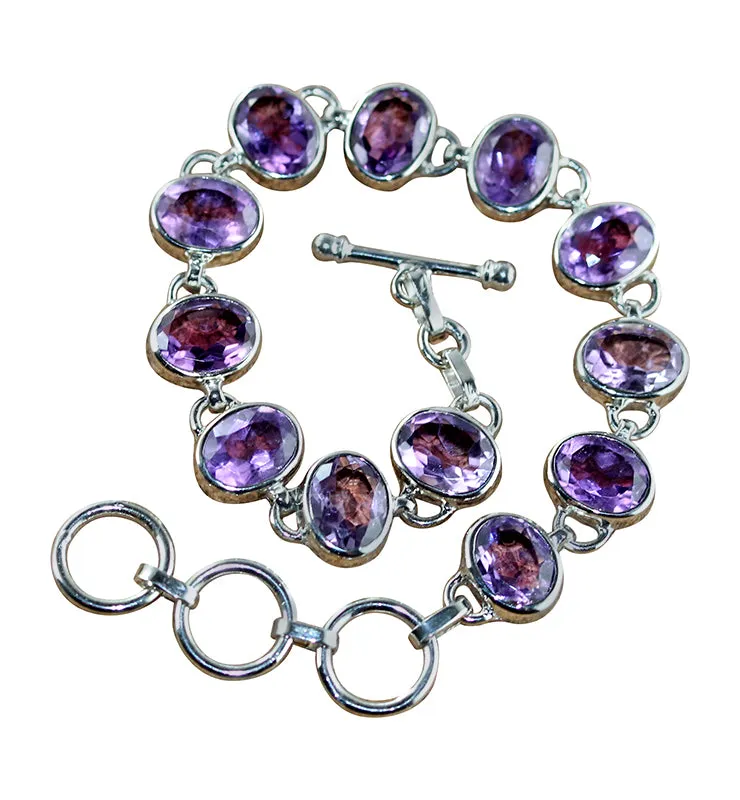 Oval Amethyst Bracelet in Sterling Silver