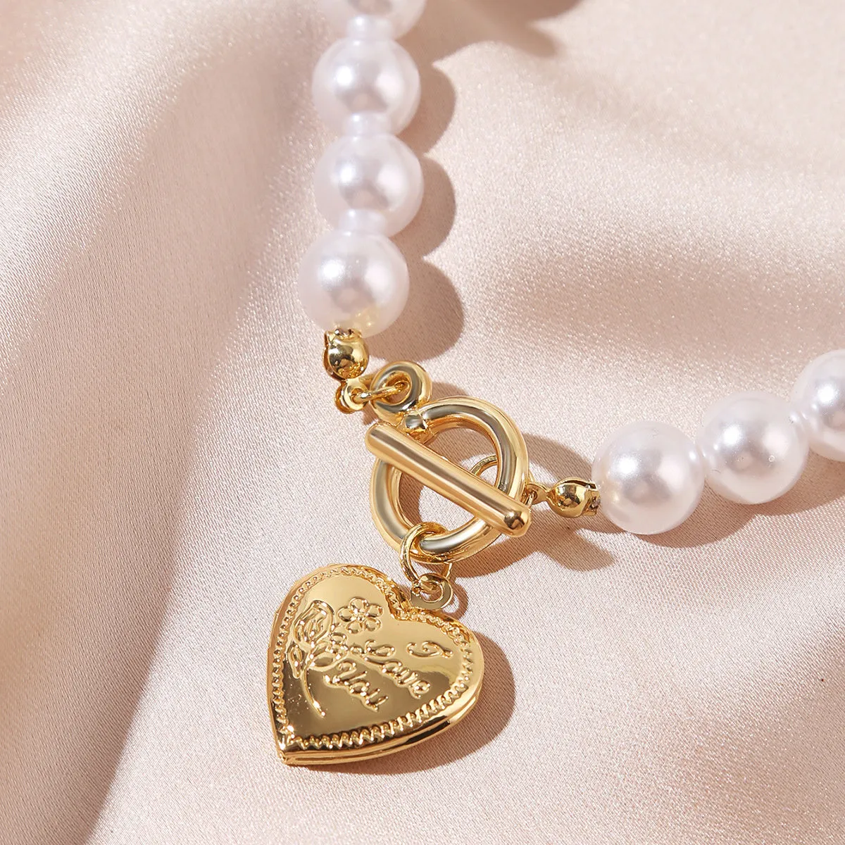 Pearl & 18K Gold-Plated Beaded Heart Locket