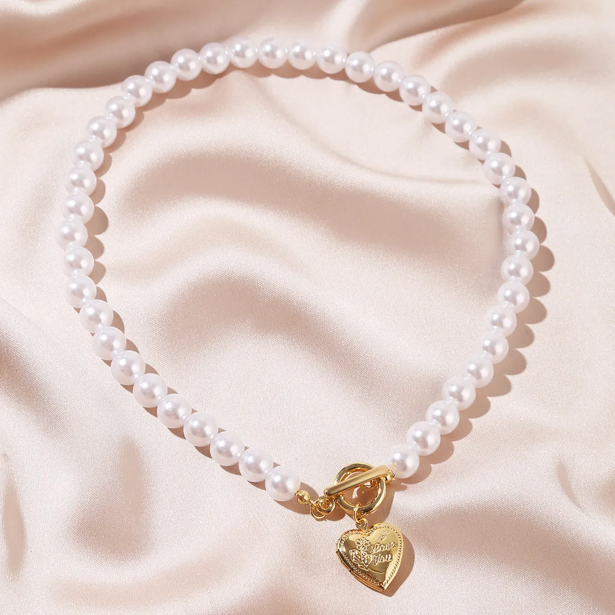 Pearl & 18K Gold-Plated Beaded Heart Locket